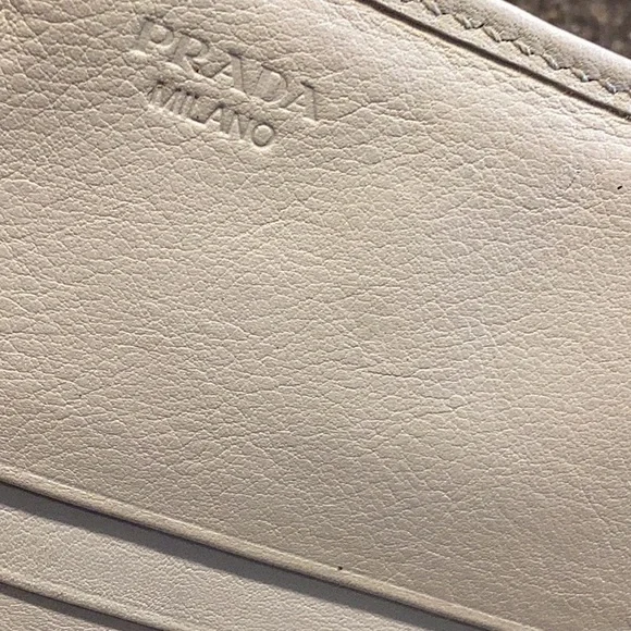 Prada long leather wallet with COA. Cream color. EUC - Picture 6 of 14